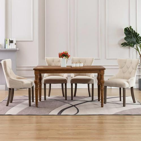 vidaXL Eetkamerstoelen 4 st stof beige, Huis en Inrichting, Stoelen, Nieuw, Verzenden