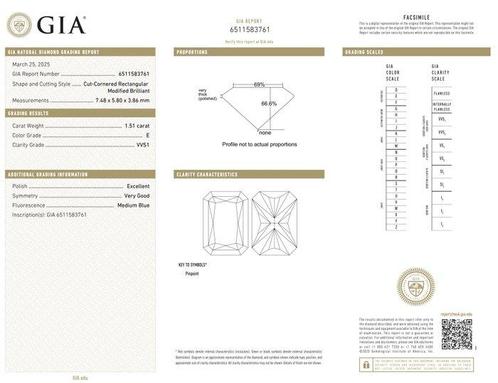 1 pcs Diamant (Natuurlijk) - 1.51 ct - Radiant - E - VVS1 -, Sieraden, Tassen en Uiterlijk, Edelstenen