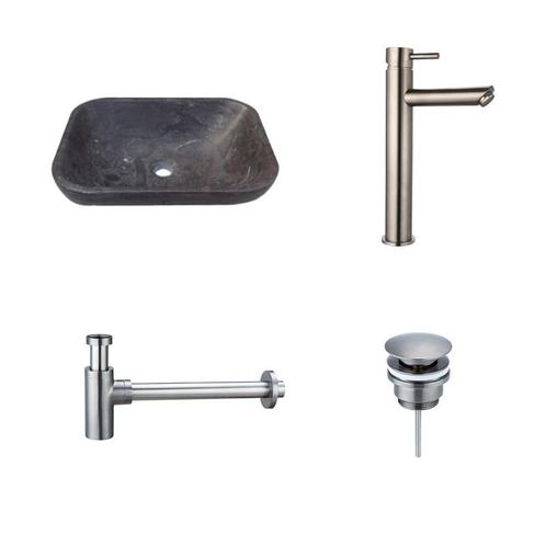 Sani Royal Natuurstenen Waskomset Sub Gun Metal, Doe-het-zelf en Verbouw, Sanitair