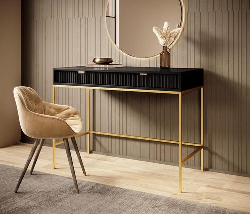 Kaptafel Zwart goud Make-up tafel 104x50x77 cm, Huis en Inrichting, Tafels | Kaptafels, Nieuw, 50 tot 100 cm, Verzenden