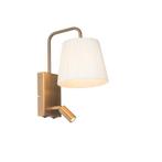 Moderne wandlamp wit en brons met leeslamp - Renier, Nieuw, Kunststof, Modern