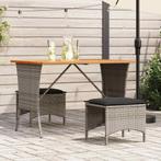 vidaXL 3-delige Tuinset met kussens poly rattan grijs, 2 zitplaatsen, Nieuw, Tuinset, Verzenden