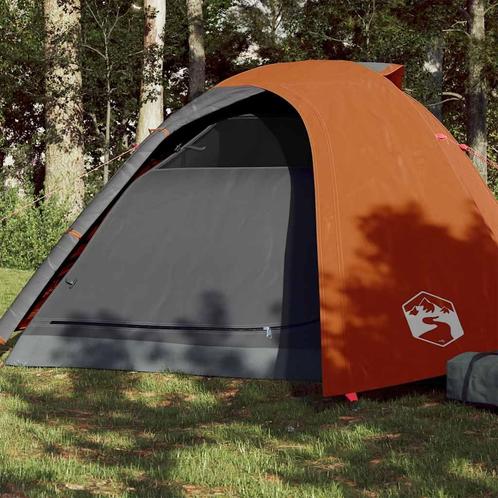 vidaXL Koepeltent 4-persoons waterdicht grijs en oranje, Caravans en Kamperen, Tenten, Nieuw, tot en met 2, Verzenden