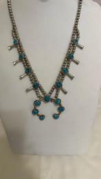 Zilveren blauwe turkoois squash blossom ketting - Navajo -
