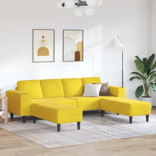 vidaXL Bankstel 3 pcs Geel Fluweel, Huis en Inrichting, Banken | Bankstellen, Nieuw, Stof, Verzenden