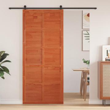 vidaXL Schuifdeur Bruin 80 x 210 cm Massief grenenhout beschikbaar voor biedingen