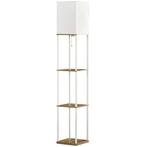 Lamp - Staande - Metalen frame - Stoffen kap - Wit/bruin, Huis en Inrichting, Lampen | Vloerlampen, Ophalen of Verzenden, Nieuw