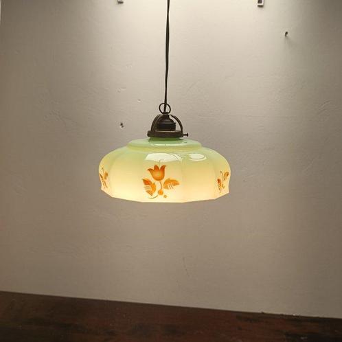 Lamp - Glas - Vintage Franse hanglamp, Antiek en Kunst, Curiosa en Brocante
