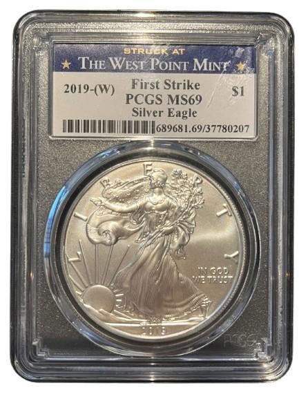American Eagle 1 oz 2019 W West Point PCGS-MS69, Postzegels en Munten, Munten | Amerika, Midden-Amerika, Losse munt, Zilver, Verzenden