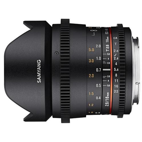 Samyang 16mm T2.6 VDSLR ED AS UMC Canon | Outlet model, Audio, Tv en Foto, Fotografie | Lenzen en Objectieven, Gebruikt, Verzenden