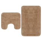 vidaXL Badmattenset stof beige 2-delig, Huis en Inrichting, Verzenden, Nieuw, Beige