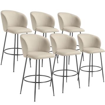 Barkruk Luana, met rugleuning, fluweellook - crème/zwart, Se beschikbaar voor biedingen