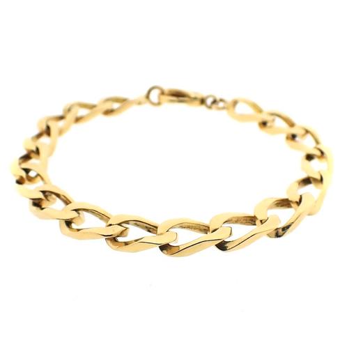 18 Krt. Gouden gourmet schakel armband | 19,5 cm, Sieraden, Tassen en Uiterlijk, Armbanden, Overige kleuren, Gebruikt, Goud, Ophalen of Verzenden