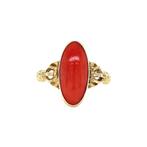 Gouden vintage ring met bloedkoraal 14 kt, Ophalen of Verzenden, Nieuw