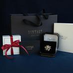 Gouden vintage broche met onyx en diamant 14 krt/925, Ophalen of Verzenden, Nieuw