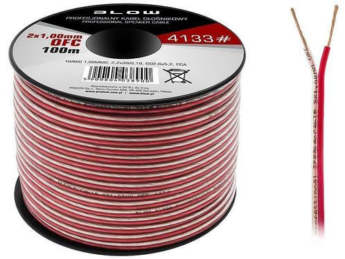 OFC luidsprekerkabel 2 x 1.00 mm transparant/rood op rol 100, Doe-het-zelf en Verbouw, Elektra en Kabels, Ophalen of Verzenden