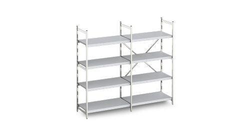 Aluminium stelling met dichte schappen 50 cm diep | 10 fo..., Zakelijke goederen, Horeca | Meubilair en Inrichting, Verzenden