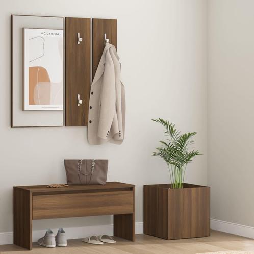 vidaXL Garderobe set bewerkt hout bruin eikenkleur, Huis en Inrichting, Banken | Voetenbanken en Poefen, Nieuw, Verzenden