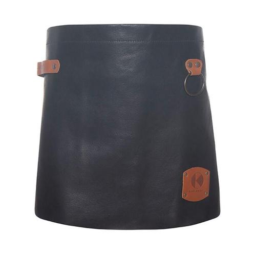 GGM Gastro | KARLOWSKY | Schort met Leren Voorbinder - Zwart, Huis en Inrichting, Keuken | Textiel, Zwart, Nieuw, Schort, Verzenden