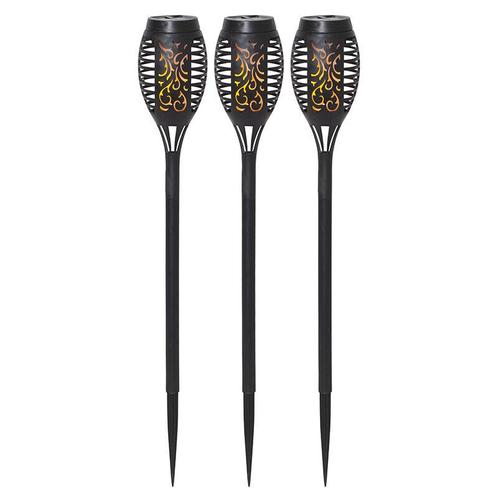 3-pak solar tuinfakkels Ambra, met vlam effect, Tuin en Terras, Buitenverlichting, Spots, Nieuw, Overige materialen, Ophalen of Verzenden