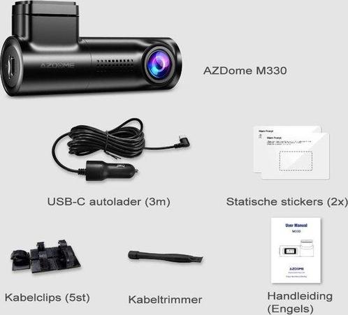 Dashcam voor auto  M330 - 170 graden kijkhoek - Nachtzicht -, Auto diversen, Autonavigatie, Verzenden