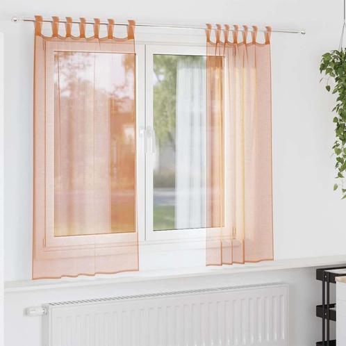 vidaXL Voile gordijnen met lussen 2 st terracotta 140x140 cm, Huis en Inrichting, Stoffering | Gordijnen en Lamellen, Bruin, Nieuw