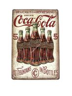 Metalen Wandbord - Coca Cola - Vintage - Flesjes, Ophalen of Verzenden, Nieuw