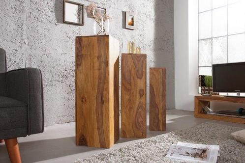 Design decoratieve zuilenset van 3 MAKASSAR 80cm Sheesham, Huis en Inrichting, Woonaccessoires | Wandplanken en Boekenplanken
