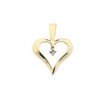 Gouden hanger van een hart met zirconia (zirconia stenen), Sieraden, Tassen en Uiterlijk, Bedels, Ophalen of Verzenden, Gebruikt