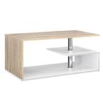 Salontafel Haarlem rechthoekig wit en eikenkleurig 90x50x41, Verzenden, Nieuw