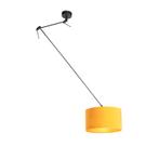 Hanglamp zwart met velours kap oker met goud 35 cm - Blitz, Huis en Inrichting, Lampen | Hanglampen, Nieuw, Overige materialen