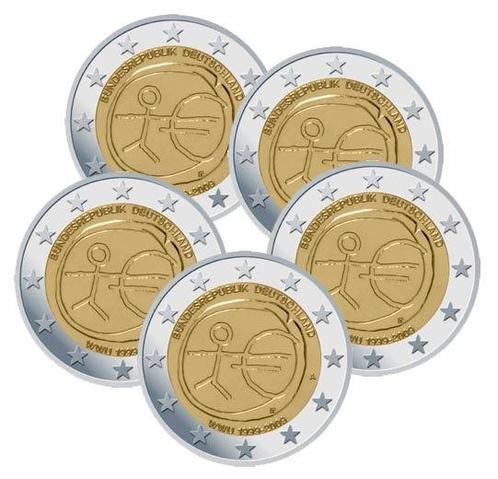 Duitsland 2 Euro Set 10 Jaar EMU 2009 UNC, Postzegels en Munten, Munten | Europa | Euromunten, Verzenden
