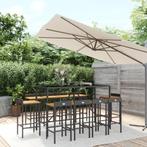 vidaXL 11-delige Tuinbarset poly rattan en massief, Verzenden, Nieuw, Rotan, Meer dan 8 zitplaatsen