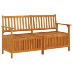 vidaXL Opbergbankje met kussen 148 cm massief acaciahout, Verzenden, Nieuw, Hout