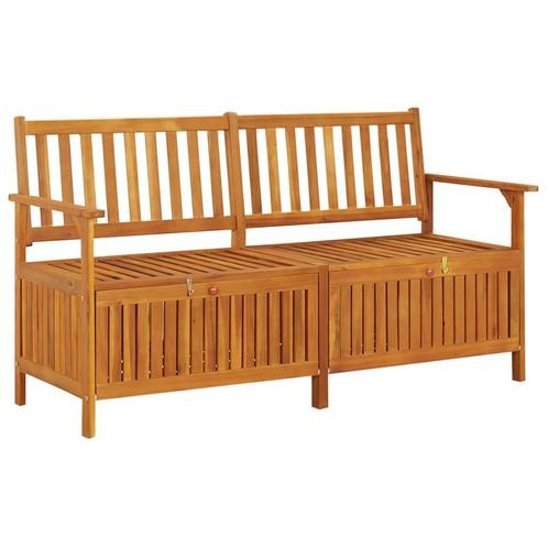vidaXL Opbergbankje met kussen 148 cm massief acaciahout, Tuin en Terras, Tuinbanken, Nieuw, Hout, Verzenden