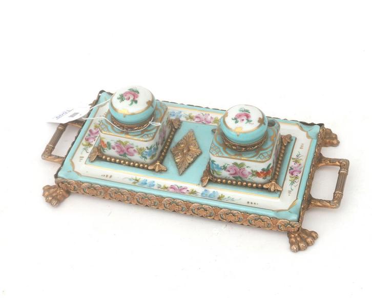 Een porseleinen inktpot, Limoges, Frankrijk, circa 1900, Antiek en Kunst, Antiek | Porselein