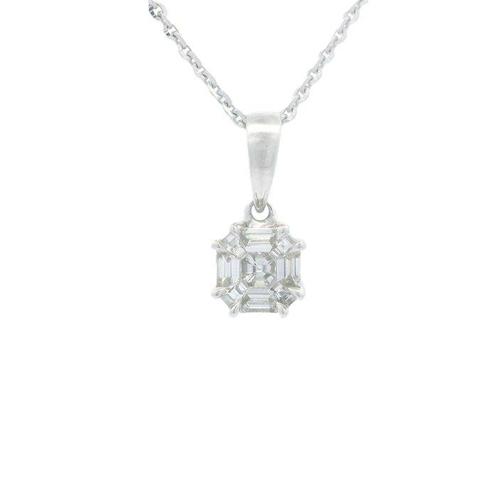 Ketting met hanger - 18 karaat Witgoud - 0.30ct. tw. Diamant, Sieraden, Tassen en Uiterlijk, Antieke sieraden