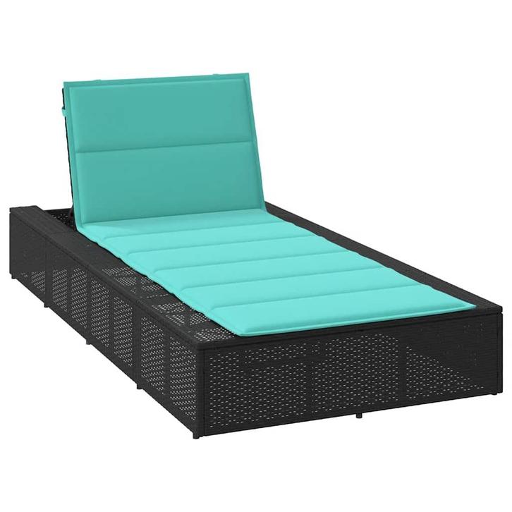 vidaXL Ligbed met zwevend kussen poly rattan zwart, Tuin en Terras, Ligbedden, Nieuw, Verzenden