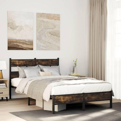 vidaXL Bedframe met hoofdbord zonder matras sonoma eiken, Huis en Inrichting, Slaapkamer | Bedden, 120 cm, 190 cm of minder, Bruin