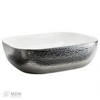 Zilveren waskom met krokodillen structuur 50x40x14 cm, Verzenden, Nieuw
