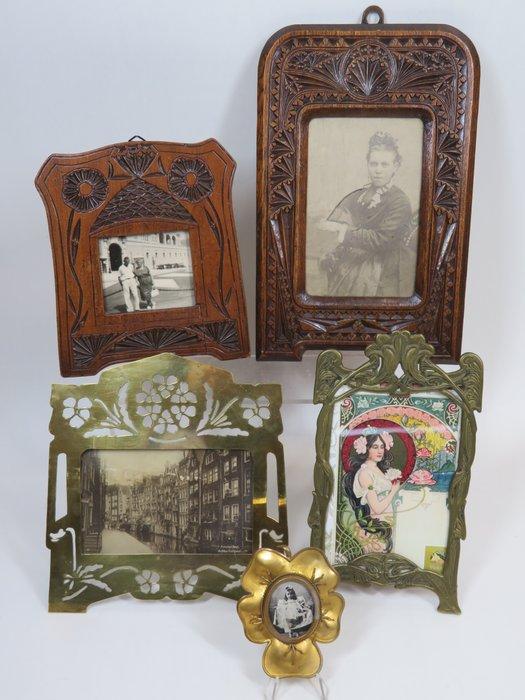 Jugendstil / Art Deco fotolijst - Fotolijst (5) - Glas,, Antiek en Kunst, Curiosa en Brocante