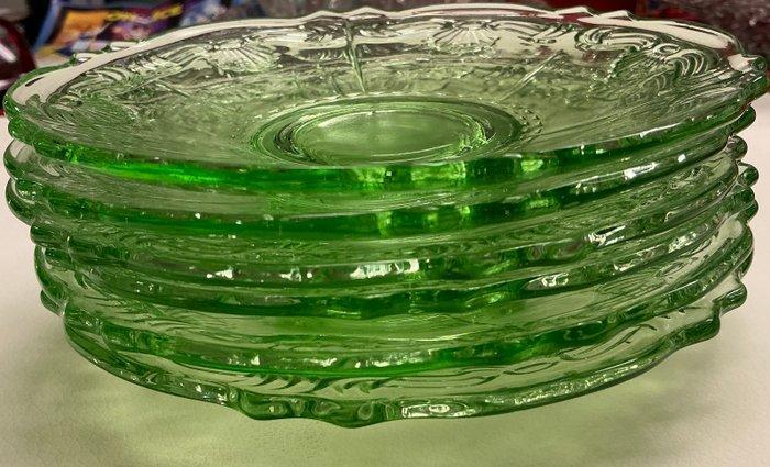 Walther & Sohne - Fruitschaal (6) - Uraniumglas - Set Art, Antiek en Kunst, Antiek | Glas en Kristal