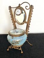 Sieradendoos - Messing verguld / glas opaline - Antieke