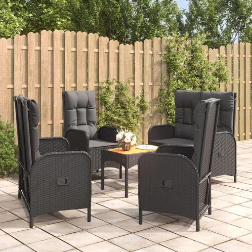 vidaXL 5-delige Tuinset met kussens poly rattan zwart, Tuin en Terras, Tuinsets en Loungesets, Tuinset, Nieuw, Rotan, Verzenden