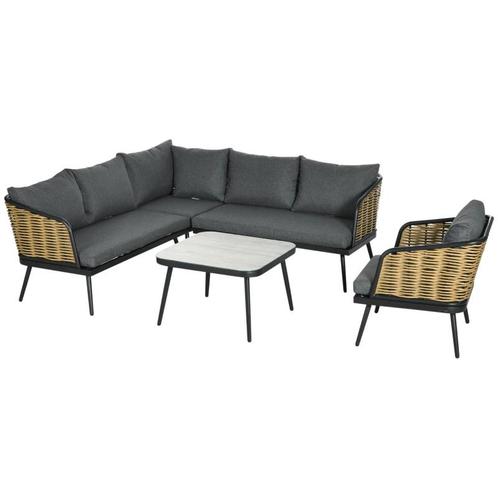 TRUUSK Tuinmeubelset, 5 Stuks, Rotan Look, Hoekbank, Tweezit, Tuin en Terras, Tuinsets en Loungesets, Nieuw, Verzenden