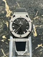 Hublot Classic Fusion Titanium Diamonds 33mm - Black rubber, Sieraden, Tassen en Uiterlijk, Horloges | Dames, Nieuw, Overige merken