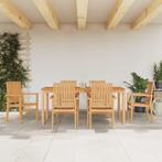 vidaXL 7-delige Tuinset massief teakhout, Verzenden, 6 zitplaatsen, Nieuw, Tuinset