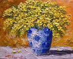 R. Vincent (1954) - Vase bleu et Mimosas en Provence oeuvre