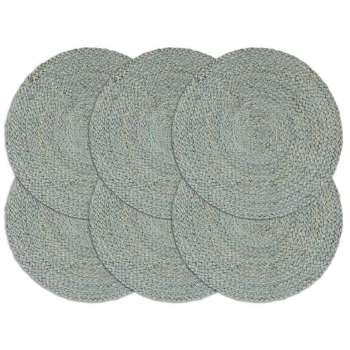 vidaXL Placemats 6 st rond 38 cm jute olijfgroen, Huis en Inrichting, Keuken | Textiel, Groen, Nieuw, Verzenden