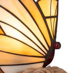 Tiffany vlinderlamp – Licht Crème, Amber &amp; Wit Glas – H 24, Verzenden, Nieuw